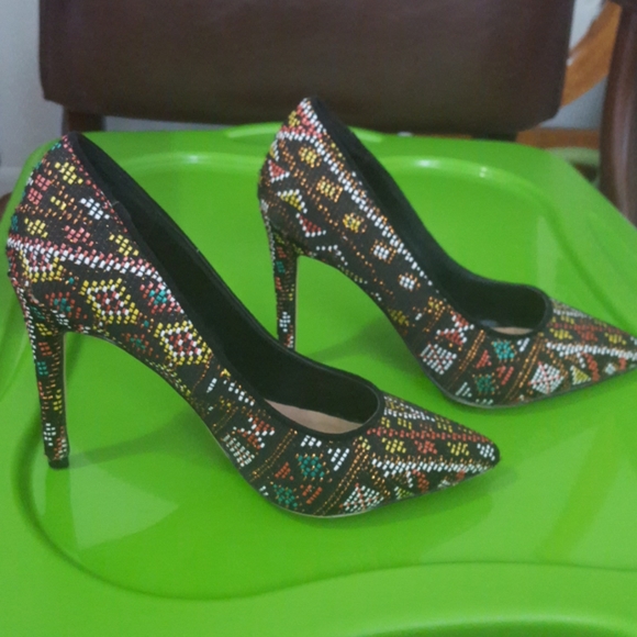 Mix No. 6 multicolor fabric heels - Picture 2 of 11